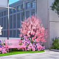Shenzhen 2026 Modern Glass Building Photo Check In Spot With Pink Blossoms And Bench