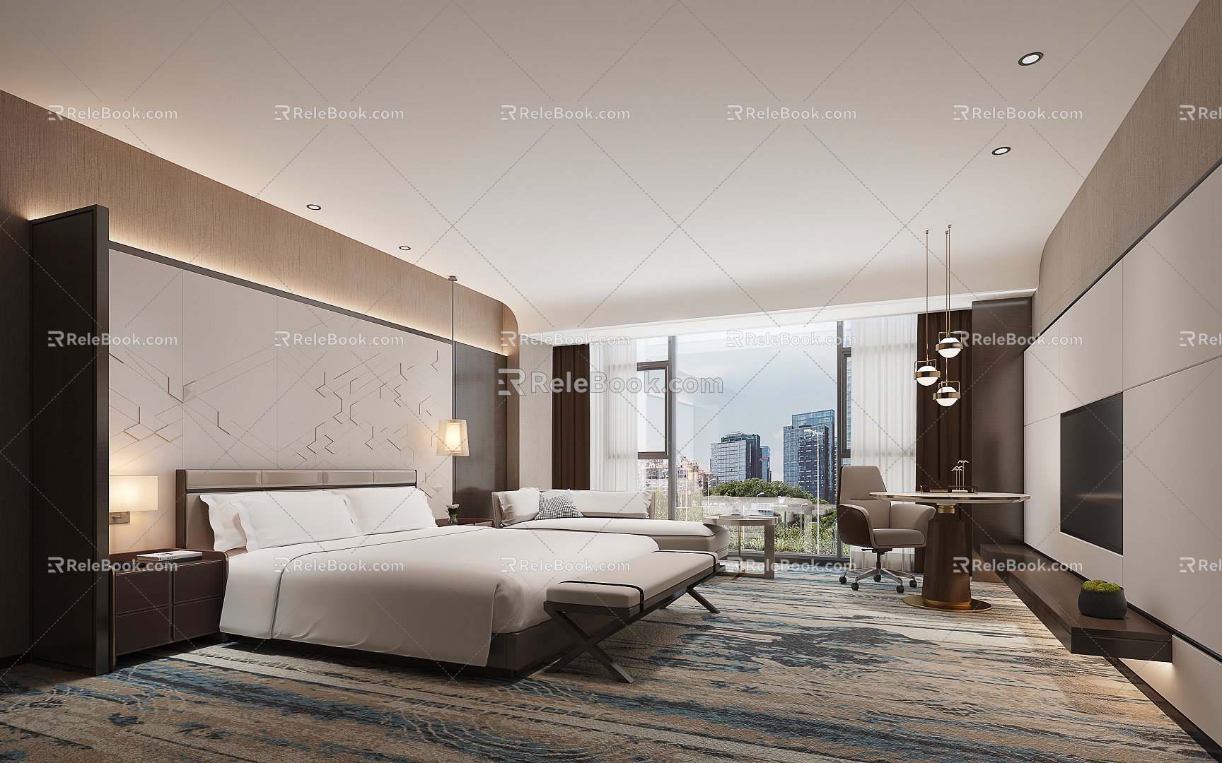 New Chinese Hotel Rooms 3d model