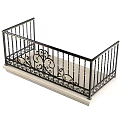 Balcony With Ornate Wrought Iron Railing And Stone Base 3d model