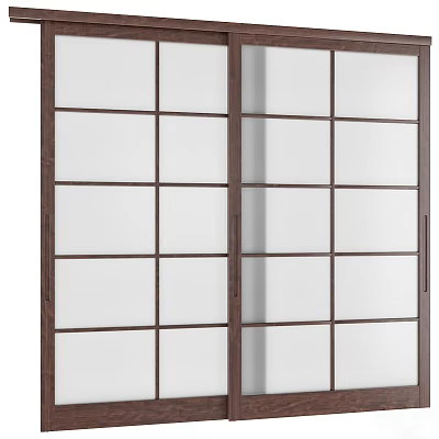 Casement Windows With Wooden Frame Grid Glass Modern Design Bright Lighting For Home Decor 3d model