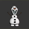 Cheerful Cartoon Snowman Character With White Body Black Buttons And Open Arms