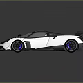 Sleek White And Black Sports Car With Blue Stripes And Rear Wing Design