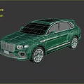 Green Bentley SUV Featuring Black Roof Silver Wheels Sleek Body Lines On Black Reflective Floor