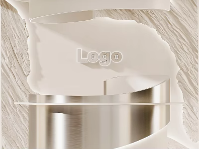 Modern Reception Desk With Silver Metallic Finish Logo Display And Smooth Surface 3d model