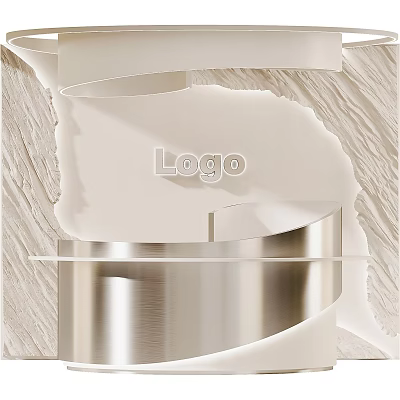 Modern Reception Desk With Silver Metallic Finish Logo Display And Smooth Surface 3d model