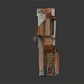 Traditional European Style Model Building With Red Orange Stripes Green Windows And Decorative Patterns