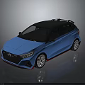 Blue Hyundai Hatchback With Black Roof Sporty Design And Sleek Alloy Wheels