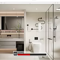 Modern Bathroom Interior Design With Vanity Mirror Toilet Glass Shower And Tiled Walls
