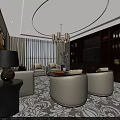 Elegant Modern Lounge Interior Design With Beige Sofas Chandelier And Bookshelves