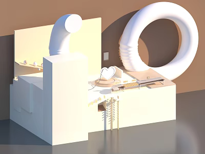 Modern Open Concept Kitchen Interior Design With Island Counter And Appliances 3d model