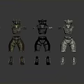 Character Costume Designs With Various Armor Tops Pants And Shoes Styles