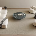 Quiet Style Fabric Sofa Tea Table Modular Sofa Living Room Sofa Single Sofa Combination Sofa 3d model