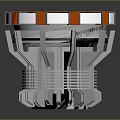 Futuristic Sci Fi Circular Device With Glowing Red Blue Panels And Metallic Base
