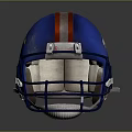 High Quality Blue Football Helmet With Red Stripe And Team Logo Design