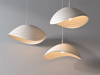 Elegant Modern Pendant Lights With Shell Shaped Layered Design And Soft Lighting 3d model