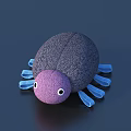 Cute Plush Stuffed Toy With Dark Gray Body Purple Head White Eyes And Blue Legs