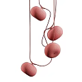 Modern Artistic Chandelier With White Spherical Bulbs And Curved Golden Metal Wires
