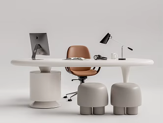 Modern desk chair desk chair combination 3d model