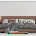 Modern Double Bed Interior Design With Brown Headboard Gray Bedding Nightstands and Plants