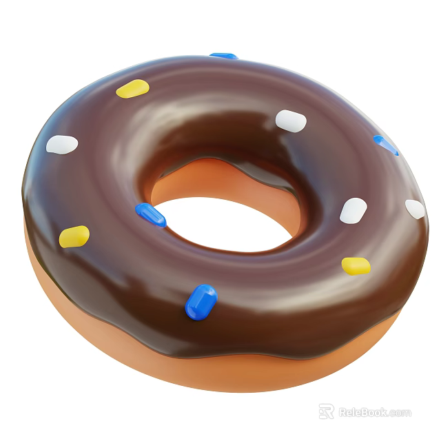 Delicious Chocolate Frosted Donut Topped With Colorful Sprinkles And Shiny Glaze 3d model 