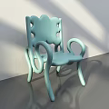 Light Green Modern Leisure Chair With Petal Shaped Backrest And Curved Armrests