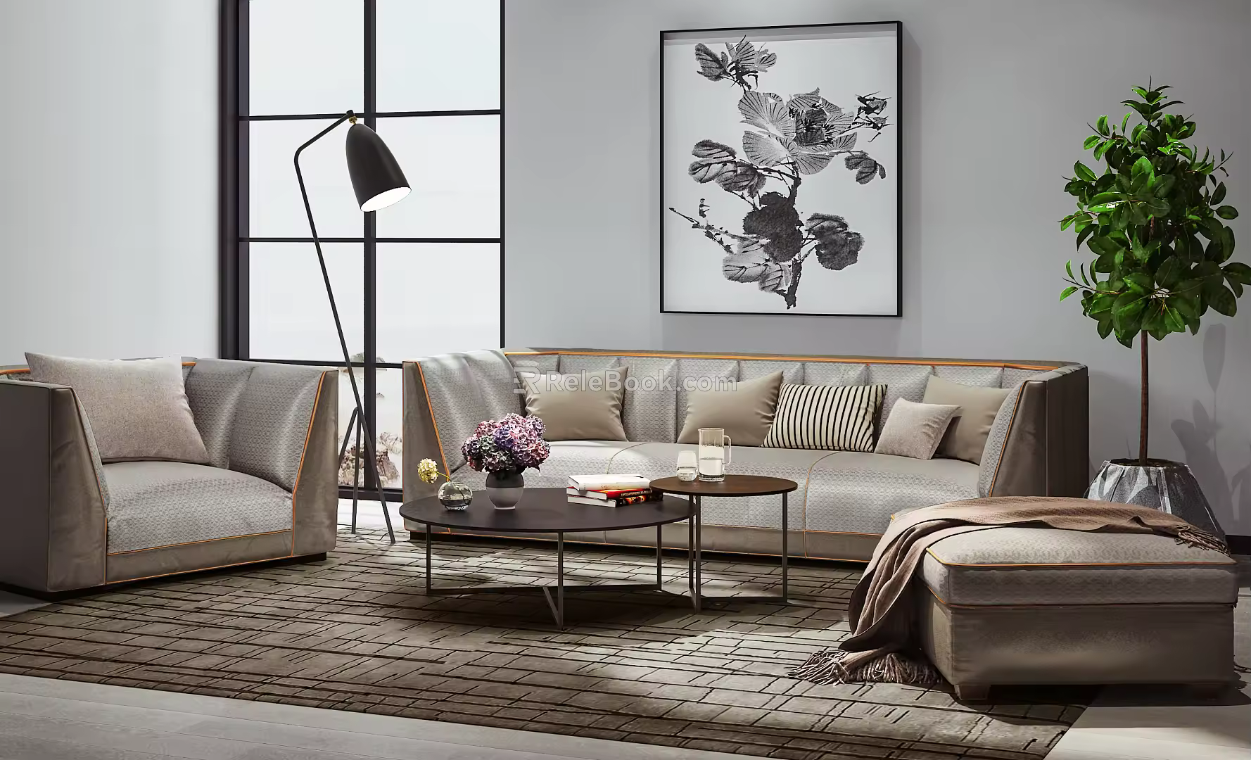 Modern sofa coffee table combination 3d model