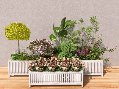 Modern Flower Box Green Plant Flower Box Potted Plant Combination Bonsai Plant Stacks Flower Box Flower Bay 3d model