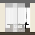 Modern Sliding Glass Door With Black Frame In Indoor Space With Wooden Floor And Table
