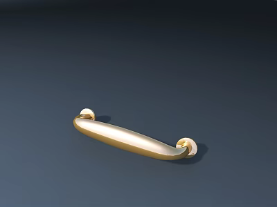 Golden Metal Cabinet Handle with Sleek Curved Design for Modern Furniture 3d model