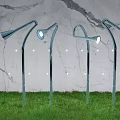 Outdoor Lights With Curved Metal Poles Bright Illumination For Garden Grass Landscape