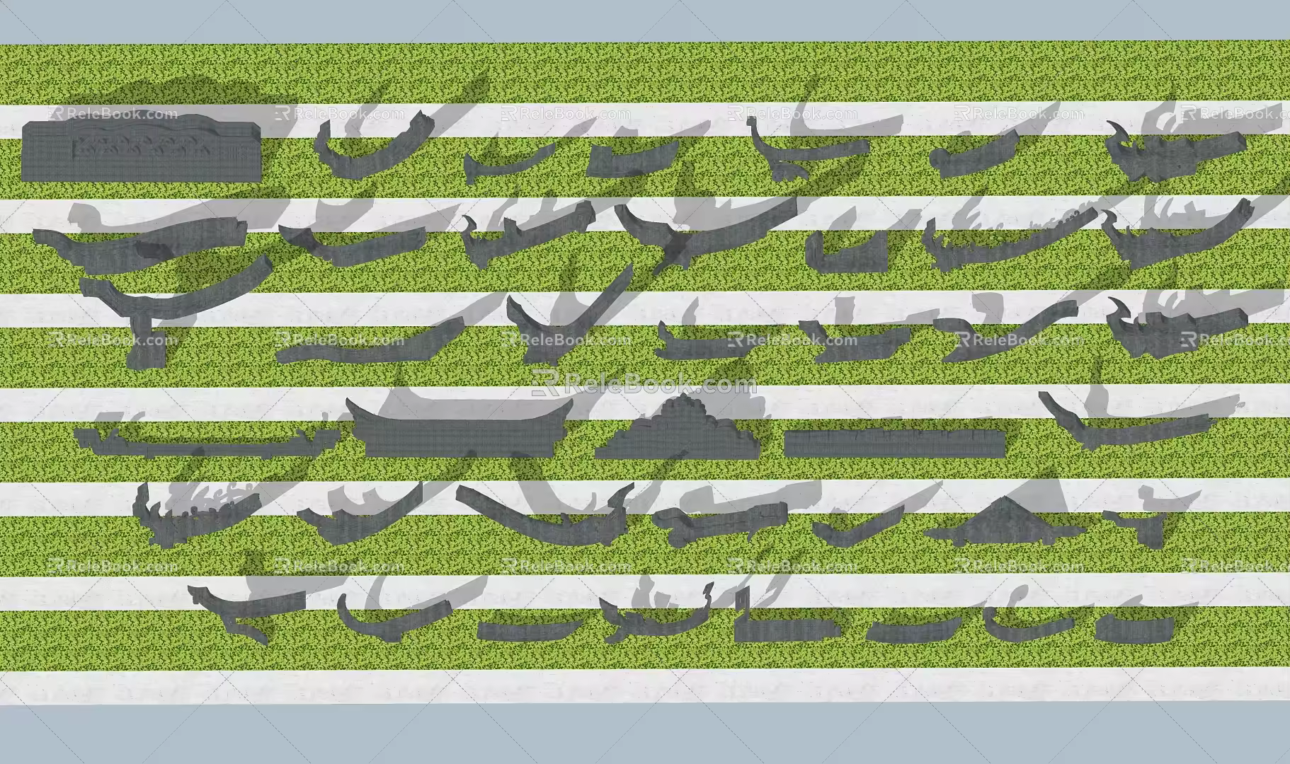 New Chinese Component Eaves Cornice Roof Cornice Line 3d model