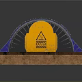 Yellow Danger Warning Box With Blue Industrial Drum Machinery Equipment