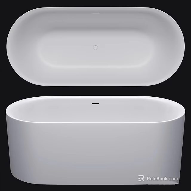 Modern Minimalist White Freestanding Bathtub Featuring Sleek Smooth Surface And Oval Shape Design 3d model 