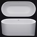 Modern Minimalist White Freestanding Bathtub Featuring Sleek Smooth Surface And Oval Shape Design
