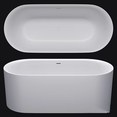 Modern Minimalist White Freestanding Bathtub Featuring Sleek Smooth Surface And Oval Shape Design 3d model