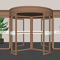 Modern Copper Revolving Door Entrance With Glass Panels And Logo Signs