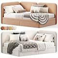 Kids Bed With Upholstered Headboard Decorative Pillows Blanket And Stuffed Bear Toy Multiple Color Options