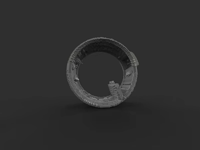 Game and Movie Character in Futuristic Circular Structure with Detailed Textures 3d model