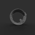Game and Movie Character in Futuristic Circular Structure with Detailed Textures