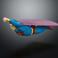 Superman Action Figure in Flying Pose With Blue Suit Red Cape And Yellow Belt