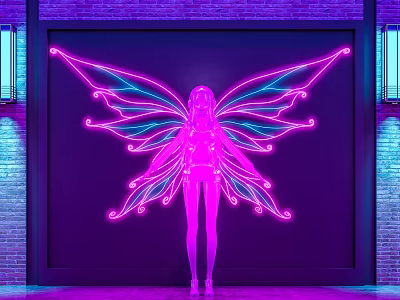 Modern Decorative Light Butterfly Wings Neon 3d model Modern Decorative Light Butterfly Wings Neon 3d model