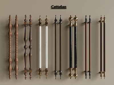 Cartesian Decorative Door Handles With Various Styles Wooden Metal Gold Black And White Designs 3d model