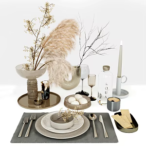 Modern Tableware Decorations Ornaments Vase Illustration Restaurant Ornaments 3d model