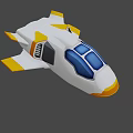 Cartoon Airplane 3D Model With White Orange Blue Stylish Design And Transparent Windows