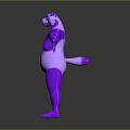 Game Movie Character With Purple And White Design Panda Appearance Chubby Body Arms Outstretched