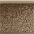 Brown Wooden Block Wall With Textured Decorative Panel For Interior Design 3d model
