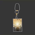 Stylish Decorative Keychain With ROMA Lettering Golden Light And Architectural Outline