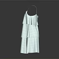 Elegant White Spaghetti Strap Dress With Layered Ruffled Tiers For Women