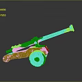 Antique Brass Cannon with Wooden Carriage Featuring Ornate Wheels and Decorative Engravings