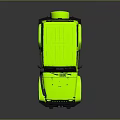 Neon Green Jeep Off Road Vehicle With Bold Grille And Black Wheels Design